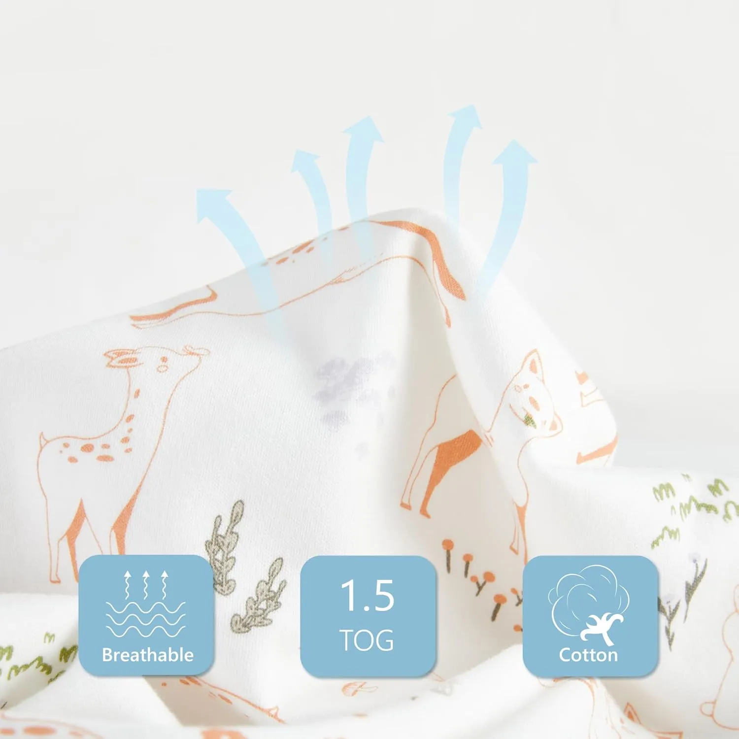 TILLYOU Baby Sleep Sack 18-24 Months TOG 1.5, 100% Cotton Soft Double Zipper Warm Sleeping Sack, Mischievous deer