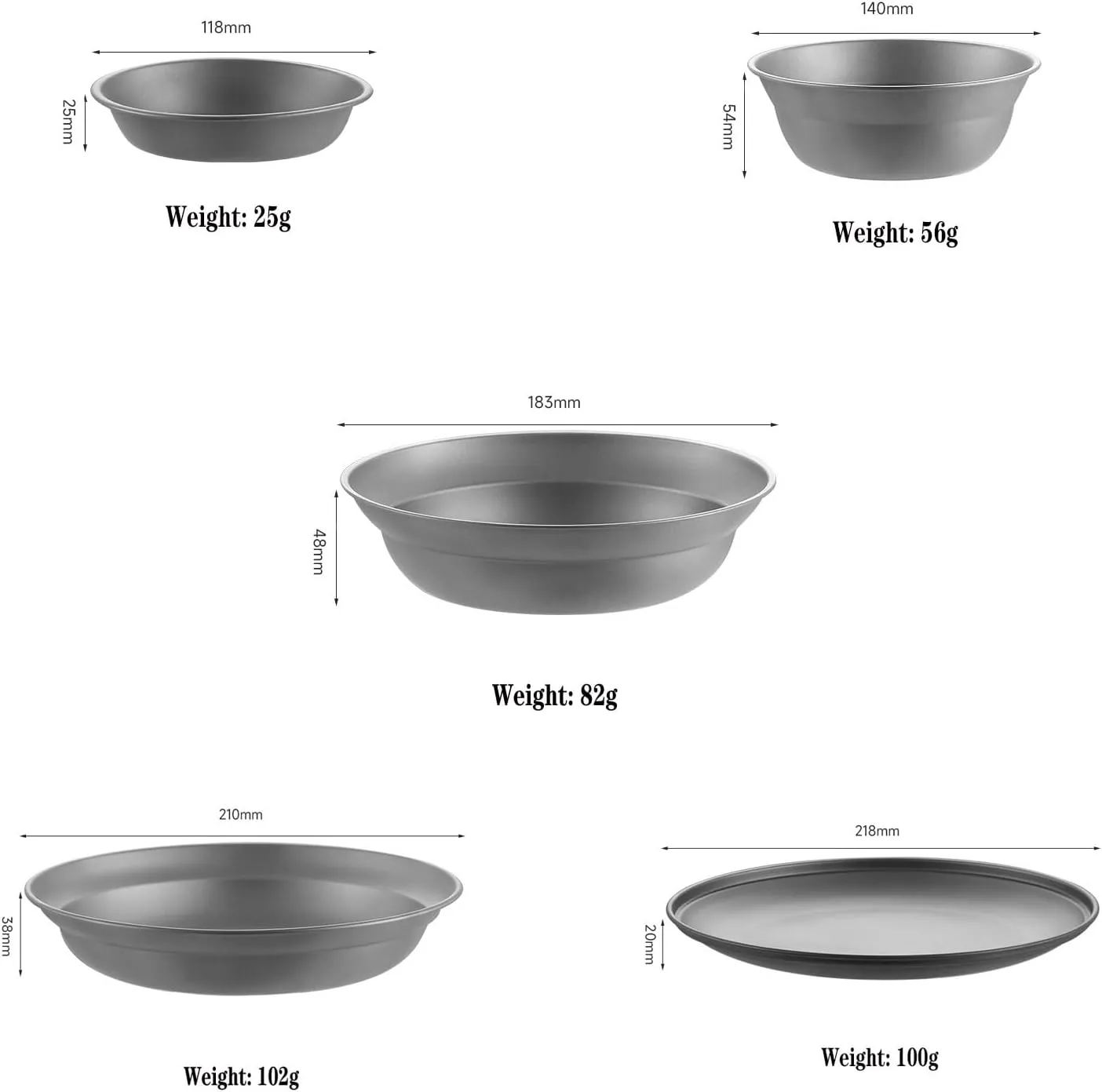 Titanium Camping Bowls & Plates Ultralight Stackable Dishes for Outdoor Dining Durable Backpacking Hiking Tableware, Dishwasher Safe