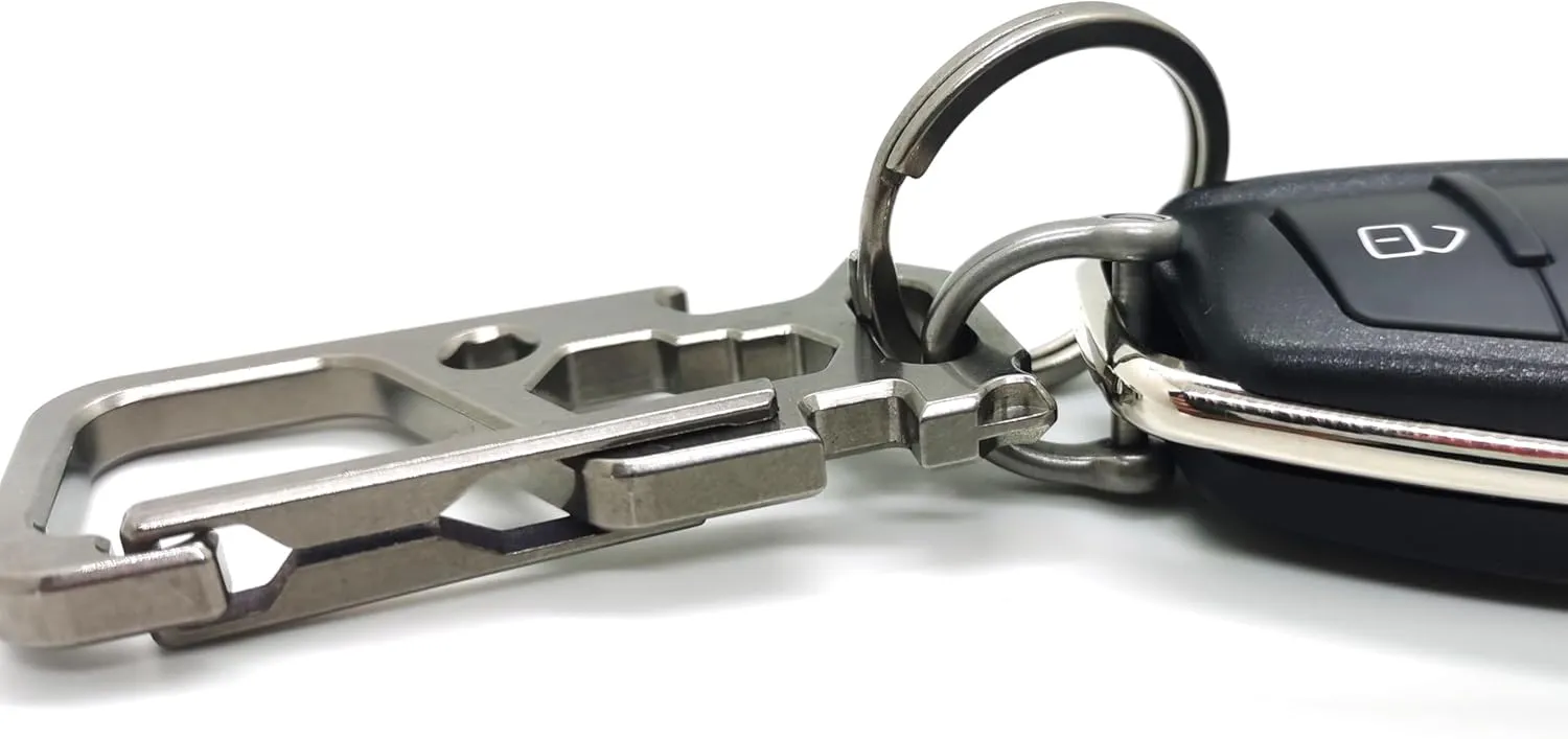 Titanium Carabiner Clip,Carabiner for Keys,Multifunctional Keychain with Keyring,Backpack Accessory,EDC Mens Keychain,Cool Gadget for Daily Use