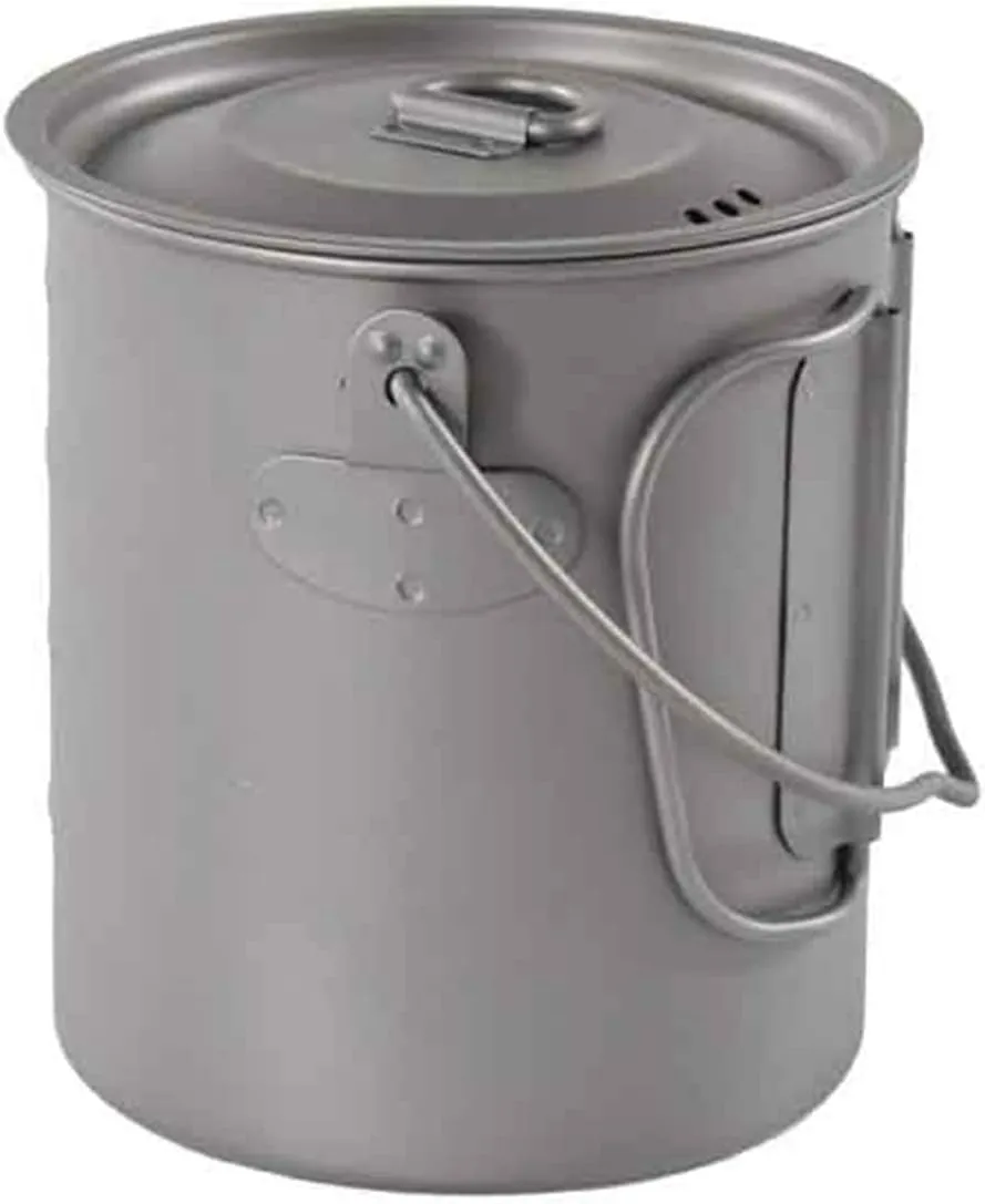 Titanium Cup Titanium Coffee Mug Camping Pot with Lid Bail Handle Camping Cup Outdoor(Silver 11.7x12.5cm)