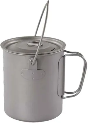 Titanium Cup Titanium Coffee Mug Camping Pot with Lid Bail Handle Camping Cup Outdoor(Silver 11.7x12.5cm)