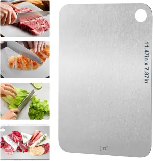 Titanium Cutting Board 100% Pure Food-Grade Titanium Cuttting Board for Kitchen Durable Portable Metal Chopping Board Dishwasher-Safe Ideal for Home Kitchen Outdoor Camping Cooking-Small