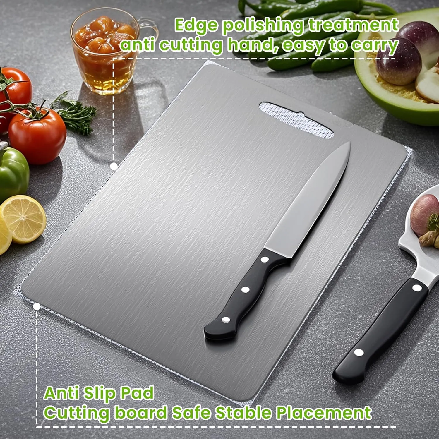 Titanium Cutting Board, 2025 New Upgrade 100% Pure Titanium Cutting Boards for Kitchen, Hygiene & Durability Non Stick Chopping Board, Double sided Cutting Board, Easy to Clean (13 * 9)