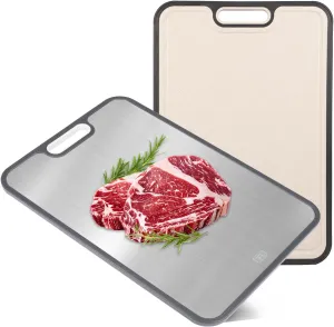 Titanium Cutting Board, Double Sided Medical-grade, GR2 Titanium/Wheat straw PP Large Cutting Board, Chopping Boards Cutting Pads for Meat, Vegetables and Fruits
