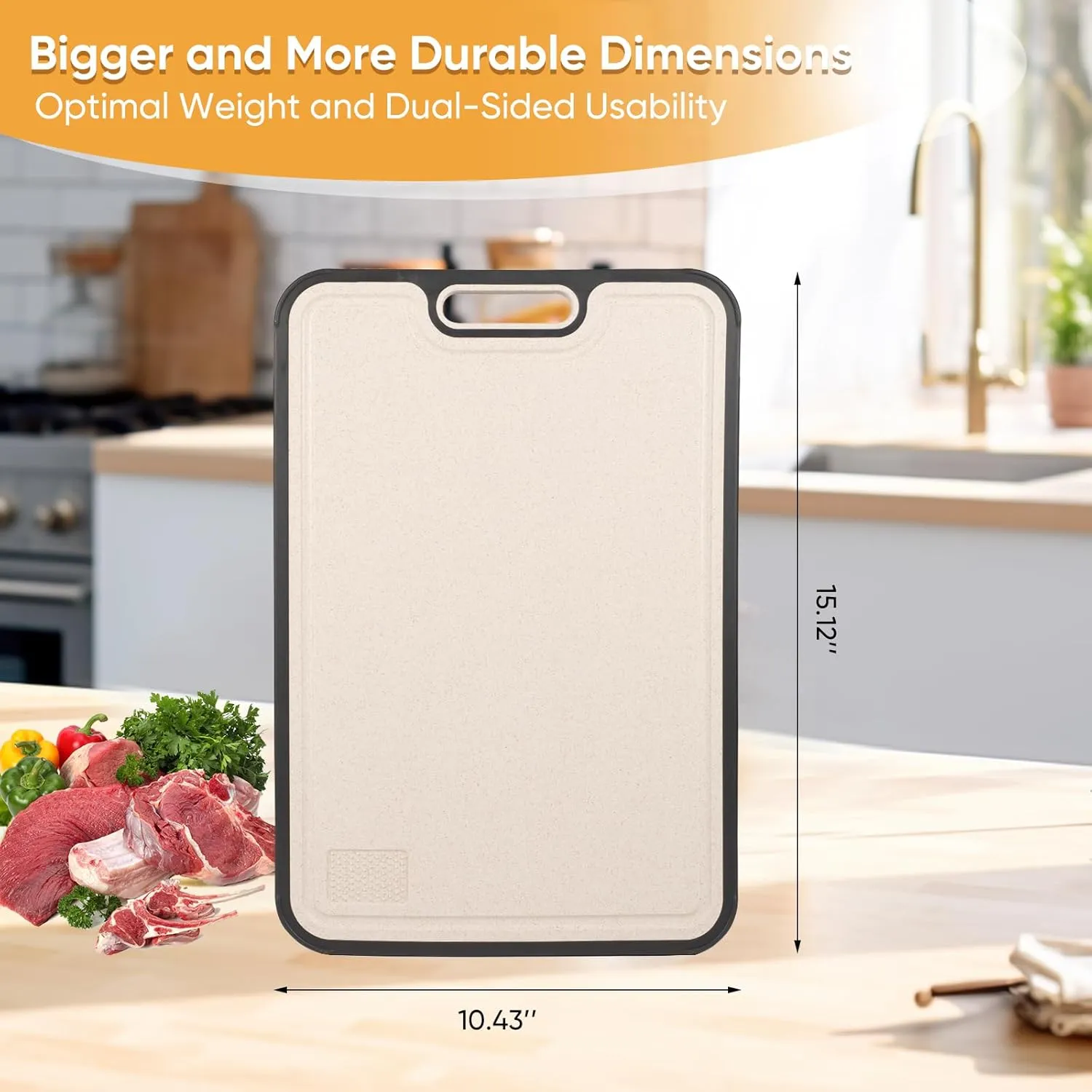 Titanium Cutting Board, Double Sided Medical-grade, GR2 Titanium/Wheat straw PP Large Cutting Board, Chopping Boards Cutting Pads for Meat, Vegetables and Fruits