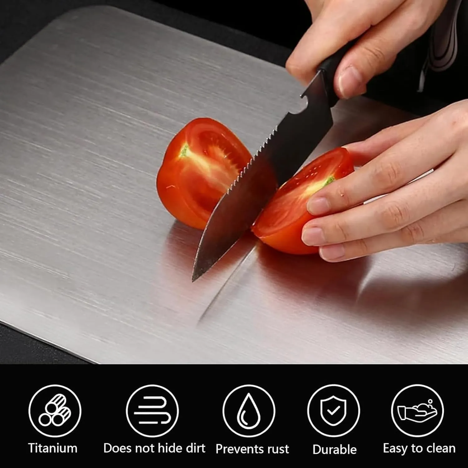 Titanium Cutting Board Set of 3, Titanium Cutting Boards for Kitchen, Double Sided & Food-Grade Titanium Cutting Mat Set for Meat Fruit & Vegetable