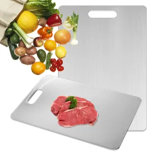 Titanium Cutting Board - Titanware Titanium Cutting Boards for Kitchen Non Toxic, Double-Sided Medical-Grade Hygiene Durable Non Moldy, Dishwasher Safe Stainless Steel Cutting Boards(1PC 11*15.5 Inch)