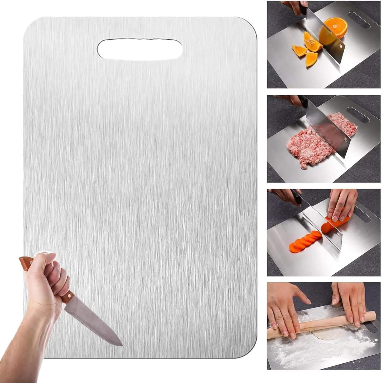 Titanium Cutting Boards for Kitchen - 100% Pure Titanium Cutting Board - Double Sided Food Grade Quality Cutting Boards - Easy to Clean and Store (12"L x 9"W)
