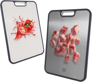 Titanium Cutting Boards for Kitchen, Pure Titanium Metal & Wheat Straw 2 Sided Healthiest Chopping Board, Dishwasher Safe Easy to Clean (16"L x 11"W)