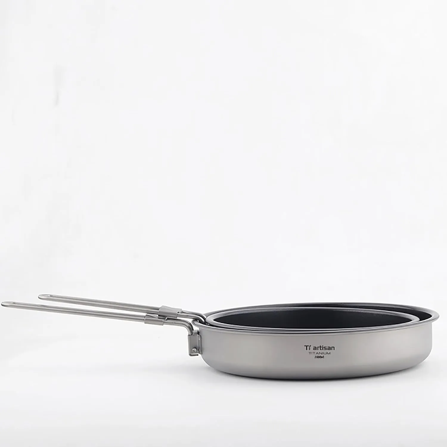 Titanium Frying Pan Titanium Pan Non Stick Titanium Camping Cookware with Folding Handle Lightweight Campfire Cookware (S-33.82fl oz)