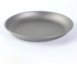 Titanium Plate Dish Outdoor Camping Tableware Ultralight Round Fruit Titanium Dinner Dishes Pan for Outdoor Camping BBQ Hiking(D:22cm/8.7in)