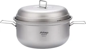 Titanium Pot 2100ML Stockpot Steaming Pot with Bail Handle Portable Hanging Pot Camping Cooker with Lid for Outdoor Camping Hiking Picnic