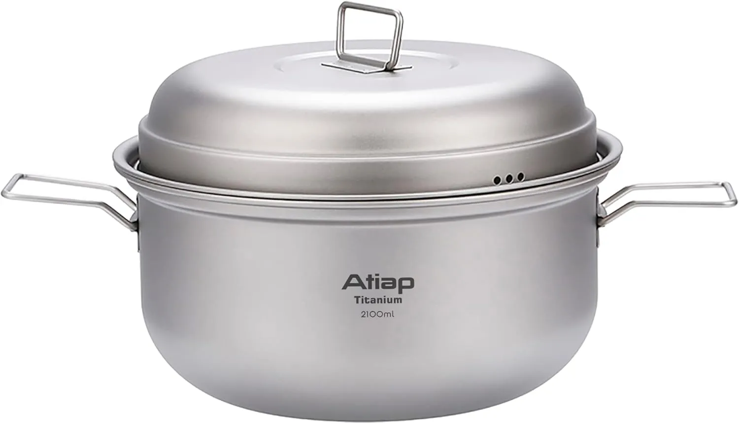 Titanium Pot 2100ML Stockpot Steaming Pot with Bail Handle Portable Hanging Pot Camping Cooker with Lid for Outdoor Camping Hiking Picnic