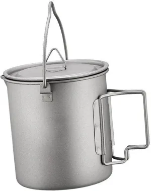 Titanium Pot Drinking Cups Portable Lightweight Round Travel Cup Hanging Pot