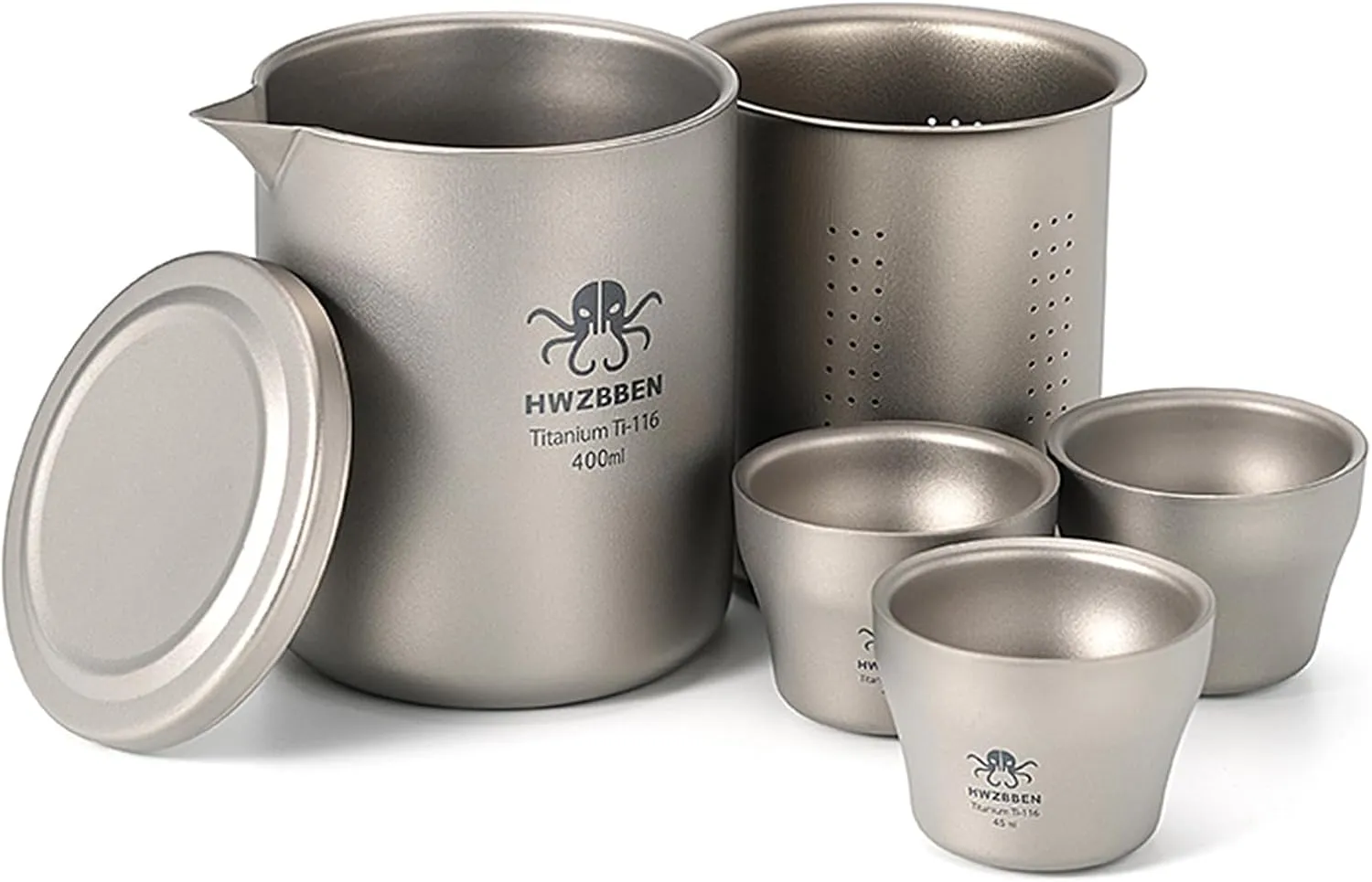 Titanium Tea Pot Cups Set Outdoor Camping Tea Service Lightweight Portable Travel Chinese Tea Ware Tea-Things