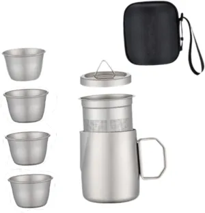 Titanium Tea Set, Kung Fu Tea Pot, Portable Chinese Tea Make with Tea Cups, Travel Teapot for Travel Outdoor Picnic Home