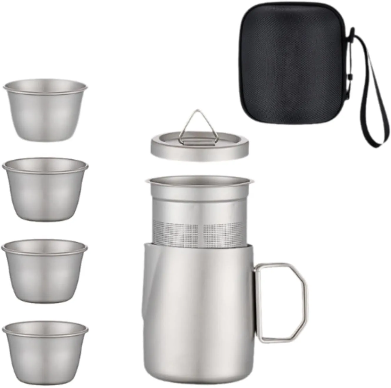 Titanium Tea Set with Tea Cups Travel Teapot Kung Fu Tea Pot for Picnic Outdoor Home