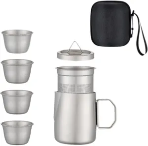 Titanium Tea Set with Tea Cups Travel Teapot Kung Fu Tea Pot for Picnic Outdoor Home