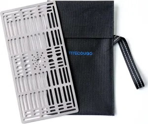 TITECOUGO Bushcraft Titanium Cast Mesh Over Fire Pit Grates Camp Campfire Grills Rack for Backpacker Part Utensils Sets with Bag Camping Cooking Hiking Portable Grill