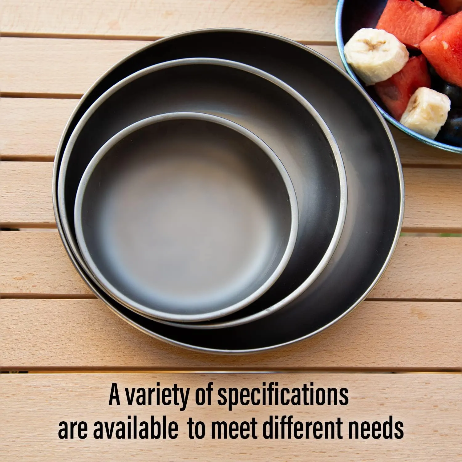 TiTo Titanium Plate Dish Outdoor Camping Tableware Ultralight Round Fruit Titanium Alloy Dinner Dishes Pan for BBQ Hiking Picnic (3pcs)