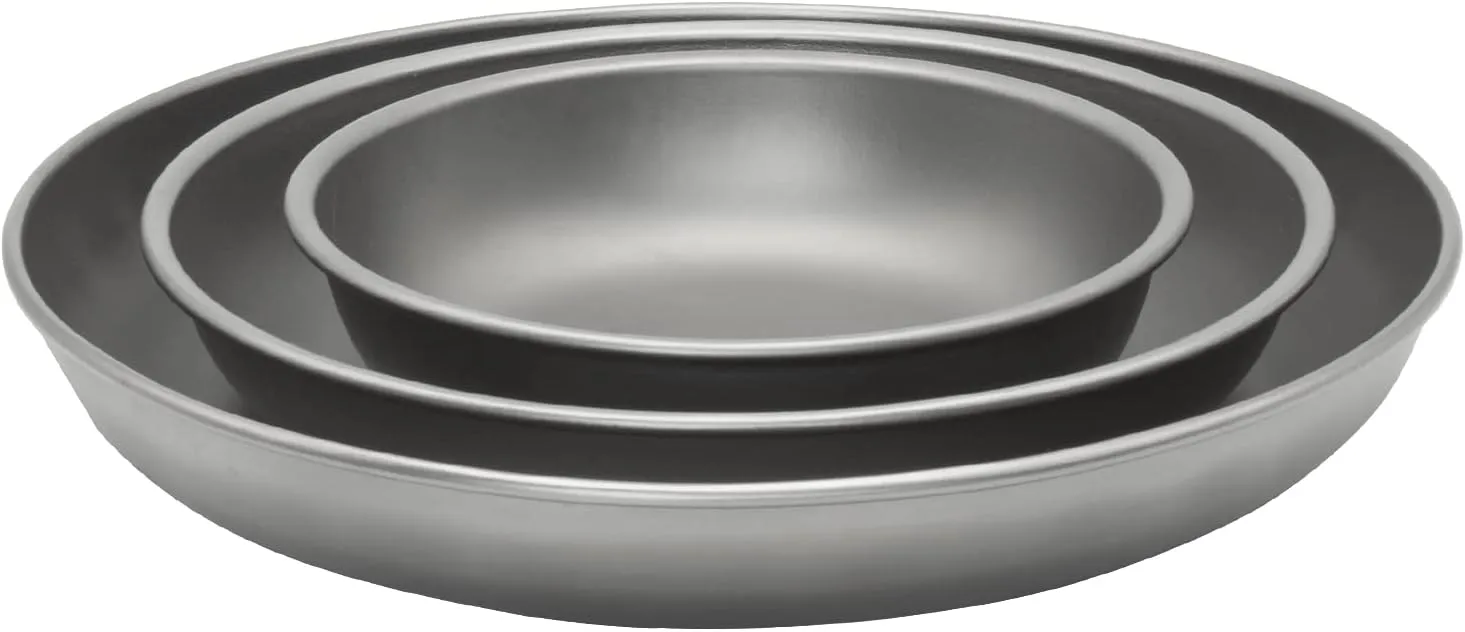 TiTo Titanium Plate Dish Outdoor Camping Tableware Ultralight Round Fruit Titanium Alloy Dinner Dishes Pan for BBQ Hiking Picnic (3pcs)
