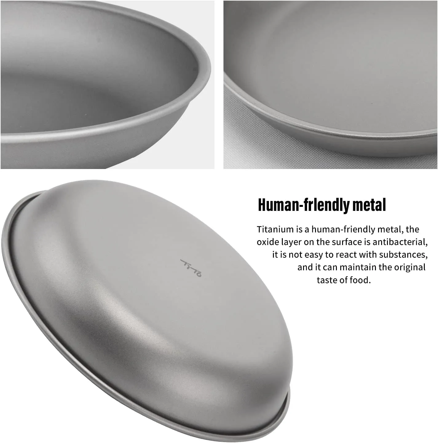 TiTo Titanium Plate Dish Outdoor Camping Tableware Ultralight Round Fruit Titanium Alloy Dinner Dishes Pan for BBQ Hiking Picnic (3pcs)