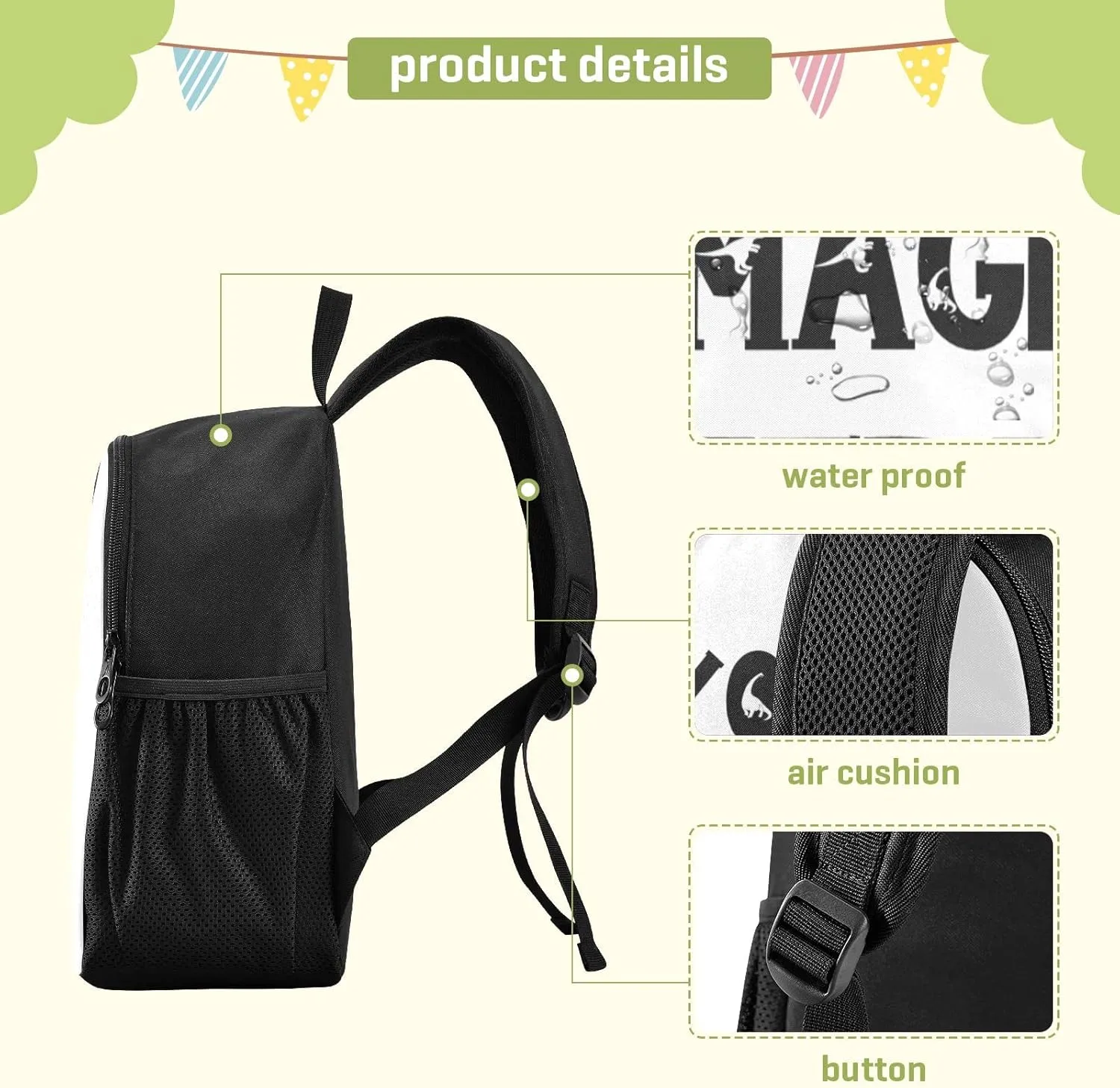 Toddler Backpack - Waterproof Mini Backpack for Boys/Girls, Cute Small Kindergarten Preschool Bag, 13 Inch