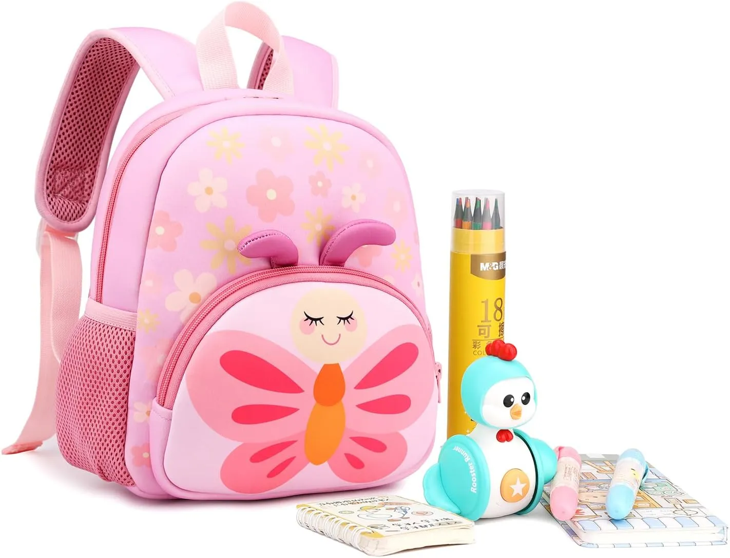 Toddler Backpack,12inch Preschool Backpack Cute Cartoon Animal Waterproof Lightweigt Kids Schoolbag for Boys Girls (Butterfly)