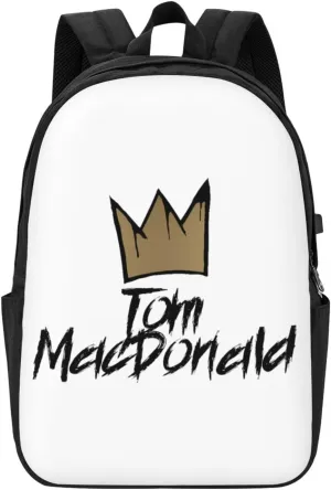 Tom Music Macdonald Backpack Laptop Bag Durable Large Capacity Fashion backpack Travel Bag With USB Charging Port 17in