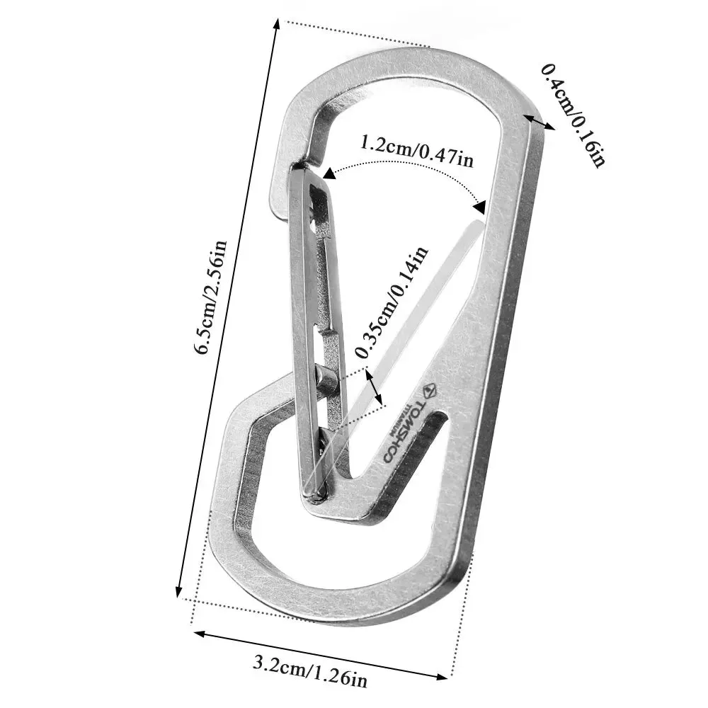 TOMSHOO Titanium Carabiner – Ultra-Light Keychain Holder for Camping & Travel