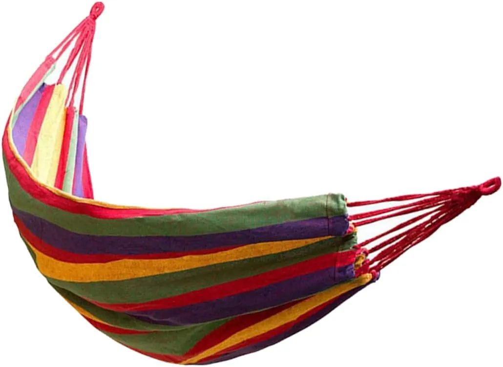 Totority 1Pc Double Thickened Canvas Hammock for Outdoor Camping Portable Hanging Sleeping Bed Red Includes Two Bind Ropes and Bag for Relaxation and Travel