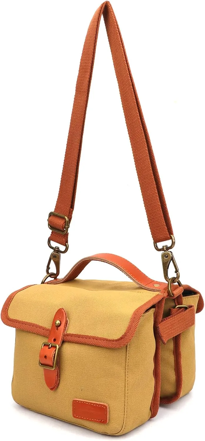 TOURBON Canvas Bike Top Tube Bag Double Pannier Bike Front Frame Pouch (Khaki)