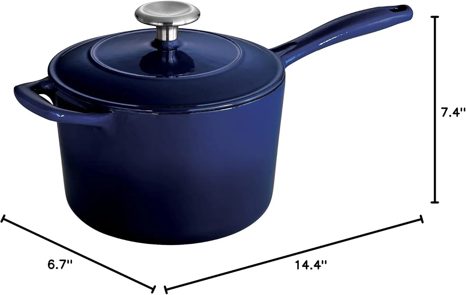 Tramontina Enameled Cast Iron Sauce Pan with Lid, 2.5-quart, Blue
