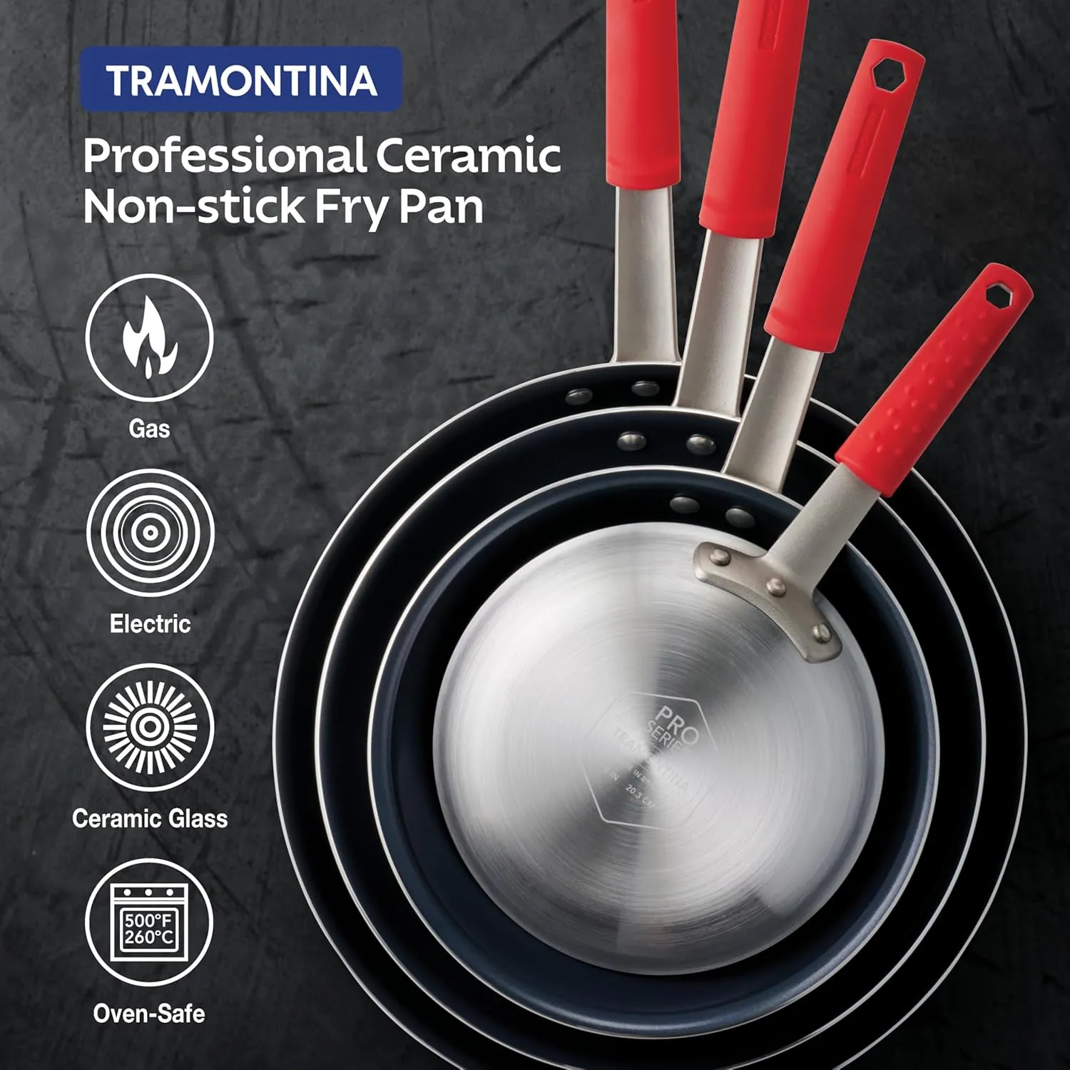 Tramontina Professional 10-Inch Ceramic Non Stick Frying Pan, Heavy-Gauge Aluminum Skillet with Nonstick Coating, Dishwasher and Oven Safe, Black