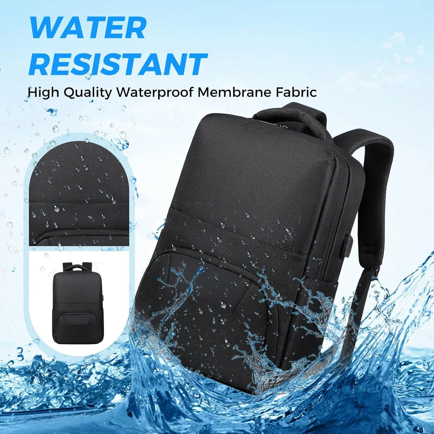 Travel Backpack for Men Women, Carry on Backpack, TSA 16.3 inch Laptop Backpack Flight Approved, Waterproof Personal Item Travel Bag, Business Work Weekender Bag Daypack Luggage - Black