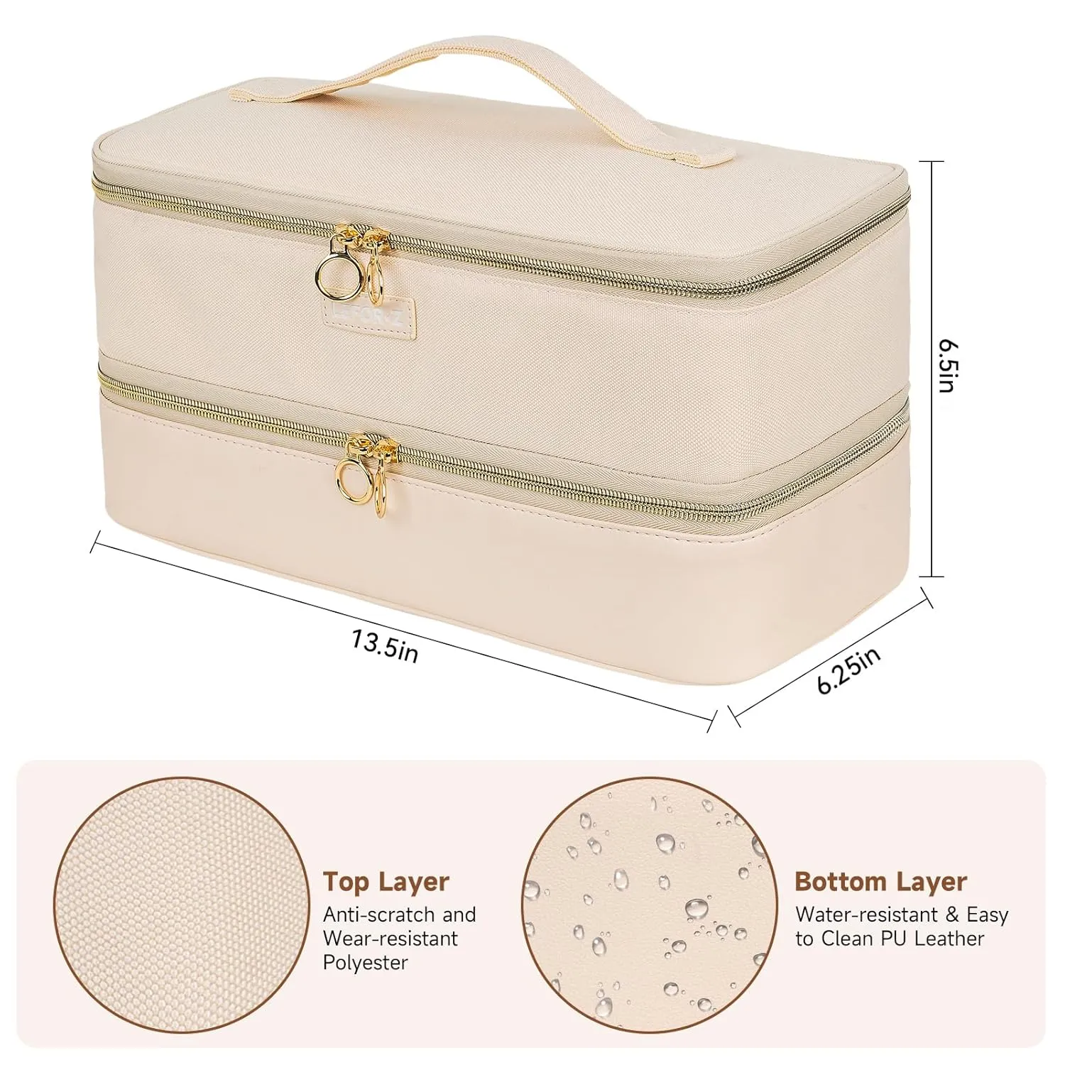 Travel Carrying Case Compatible with Shark Flexstyle Styler/Hair Dryer,Double-Layer Hair Hot Tools Storage Bag Compatible with Airwrap Styler/Supersonic Hair Dryer and Attachments,Apricot(Bag Only)