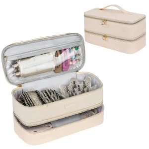 Travel Carrying Case Compatible with Shark Flexstyle Styler/Hair Dryer,Double-Layer Hair Hot Tools Storage Bag Compatible with Airwrap Styler/Supersonic Hair Dryer and Attachments,Apricot(Bag Only)
