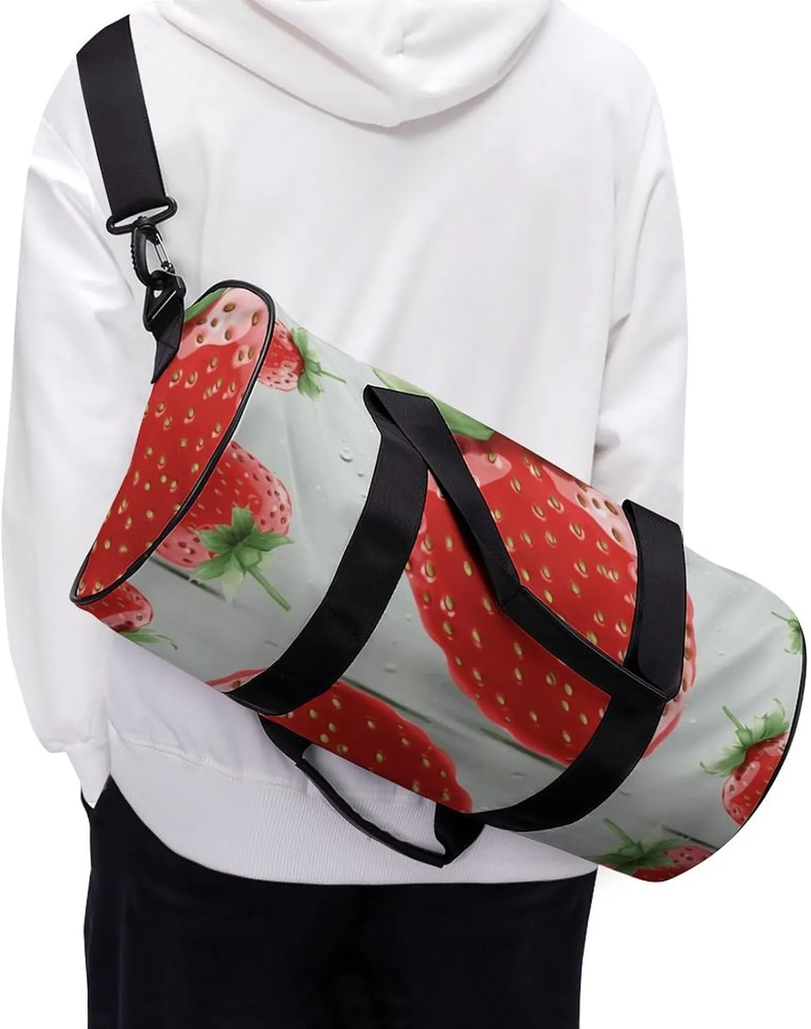 Travel Duffel Bag for Men And Women,Lovely Strawberry Waterproof Sports Fitness Bag Portable Travel Duffel Bag