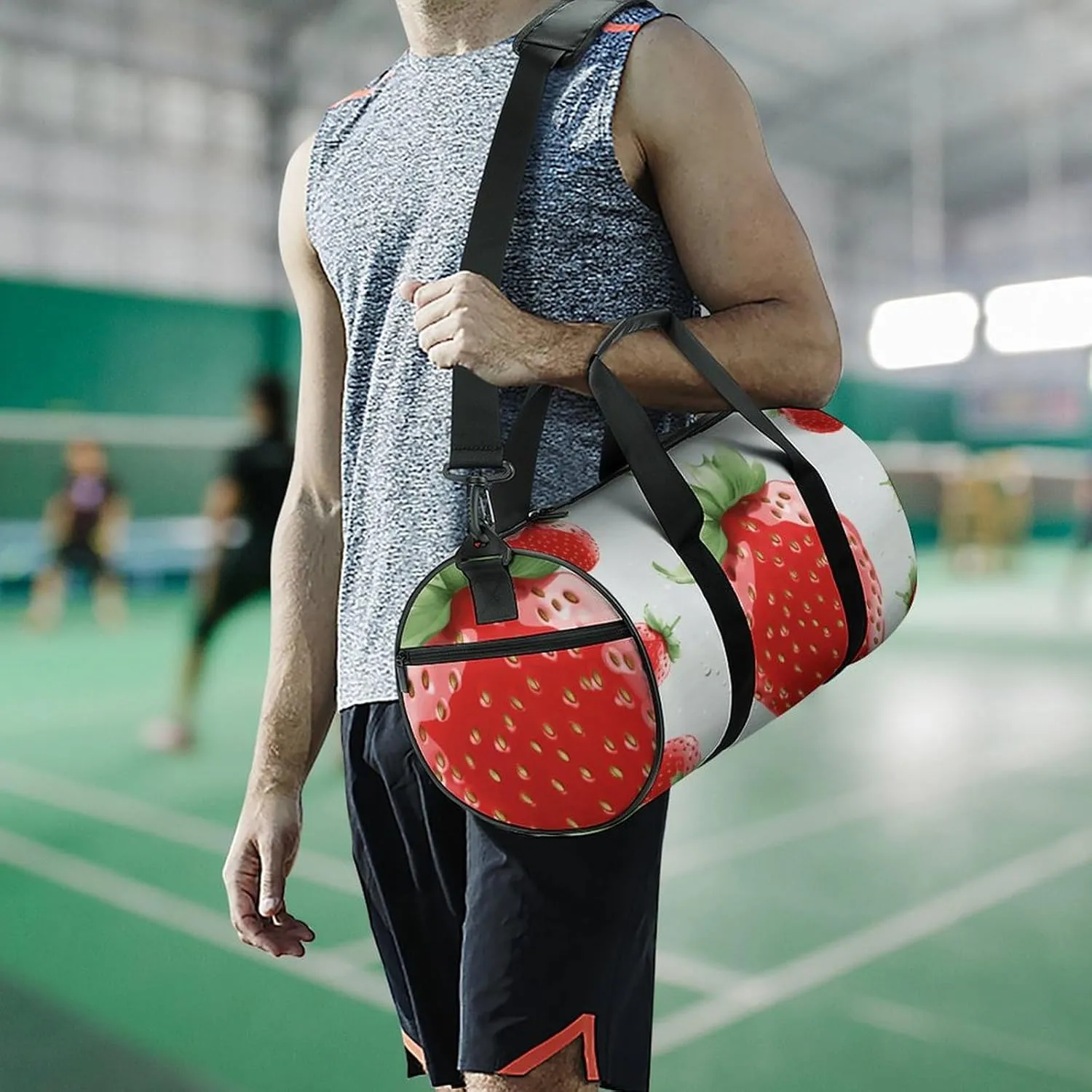 Travel Duffel Bag for Men And Women,Lovely Strawberry Waterproof Sports Fitness Bag Portable Travel Duffel Bag
