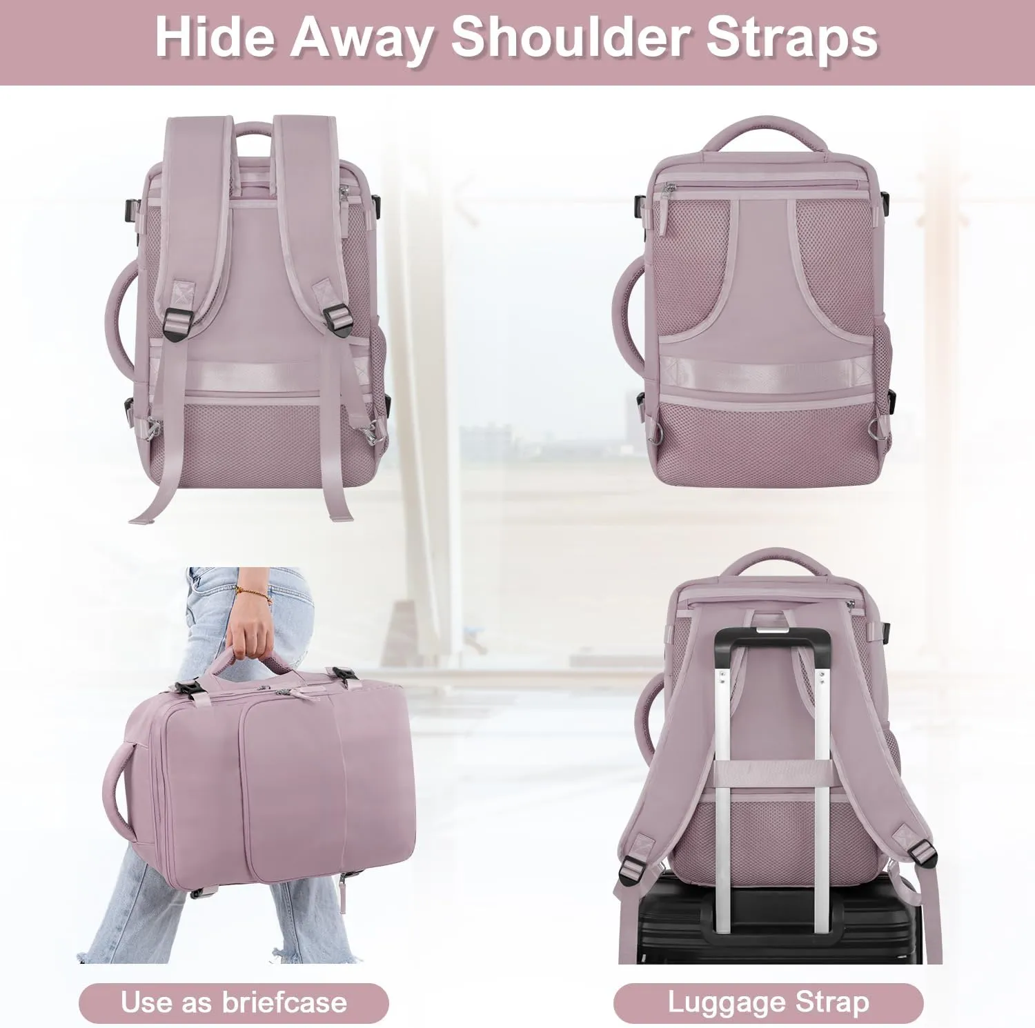 Travel laptop Backpack for Women, Personal Item Size Flight Approved, 16 Inch Laptop Bag with Multi-Pockets, College Computer Bag, Waterproof Carry On Backpack Casual Daypack Backpack