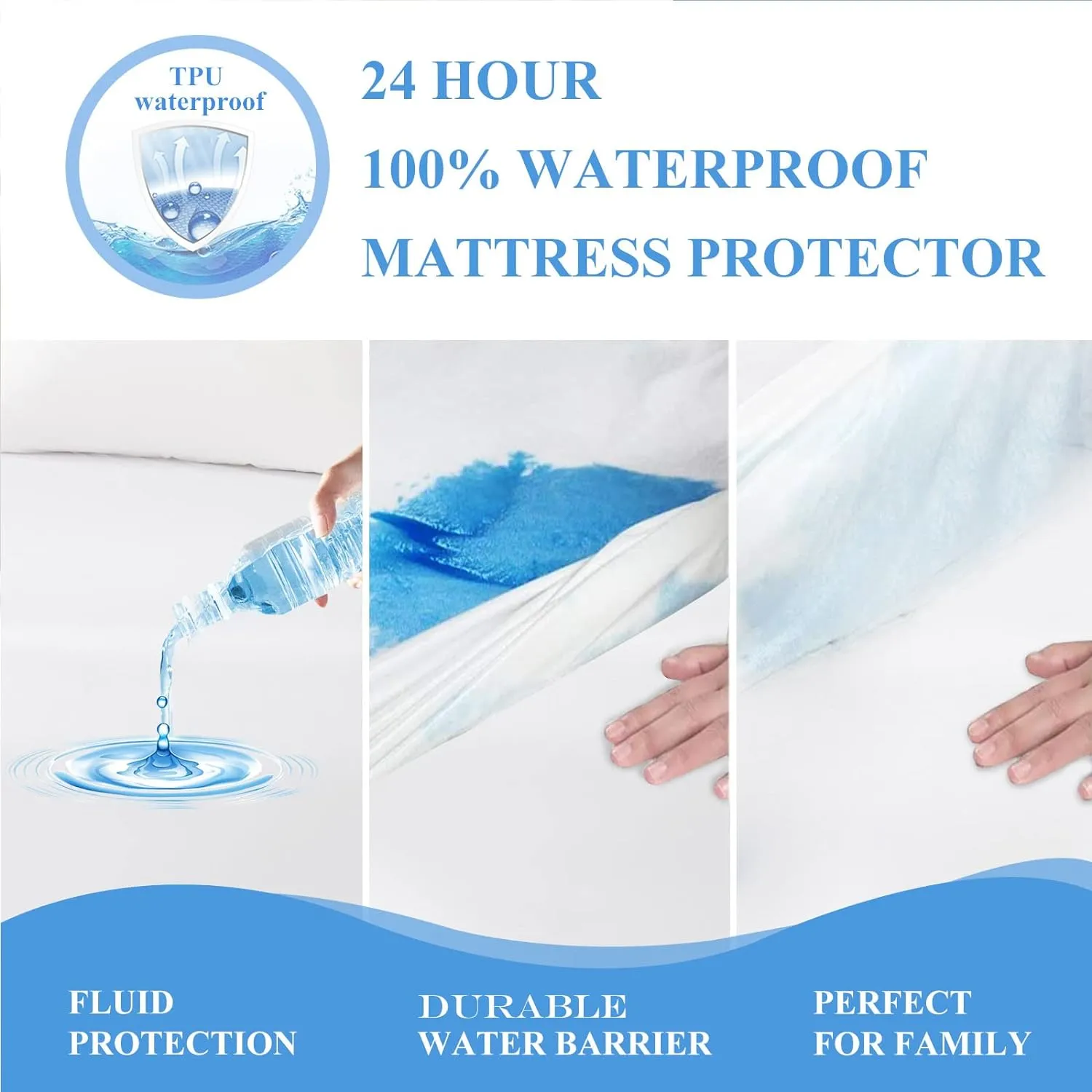 Twin Premium Waterproof Mattress Protector, Soft Breathable Mattress Pad, Noiseless Bed Cover - Stretch to 21" Fitted Deep Pocket Mattress Protection