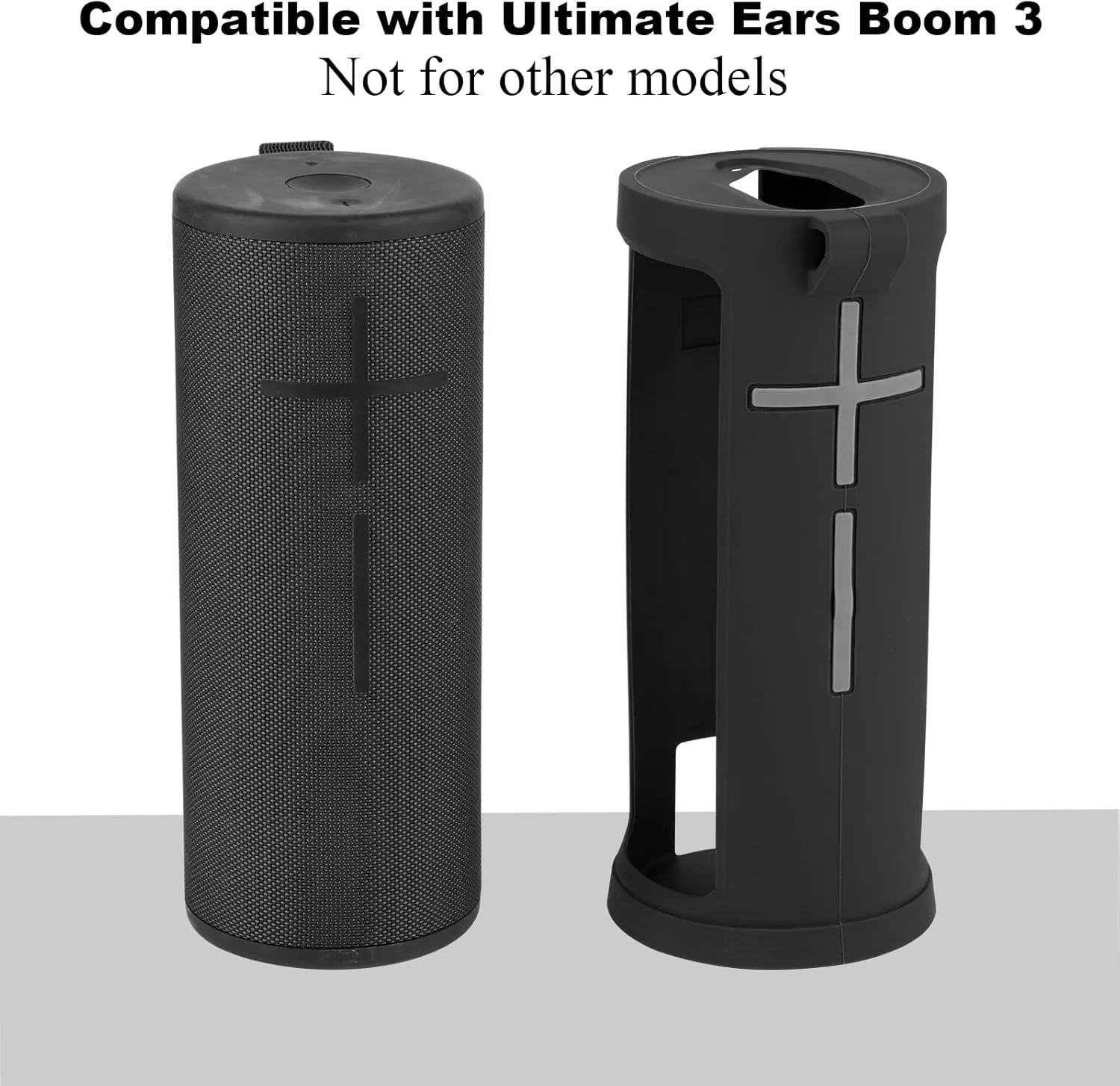 TXEsign Silicone Case Cover for Ultimate Ears Boom 3 Speaker, Travel Carrying Protective Skin Sleeve Speaker Cover with Handle Strap and Shoulder Strap for Ultimate Ears Boom 3 (Black)