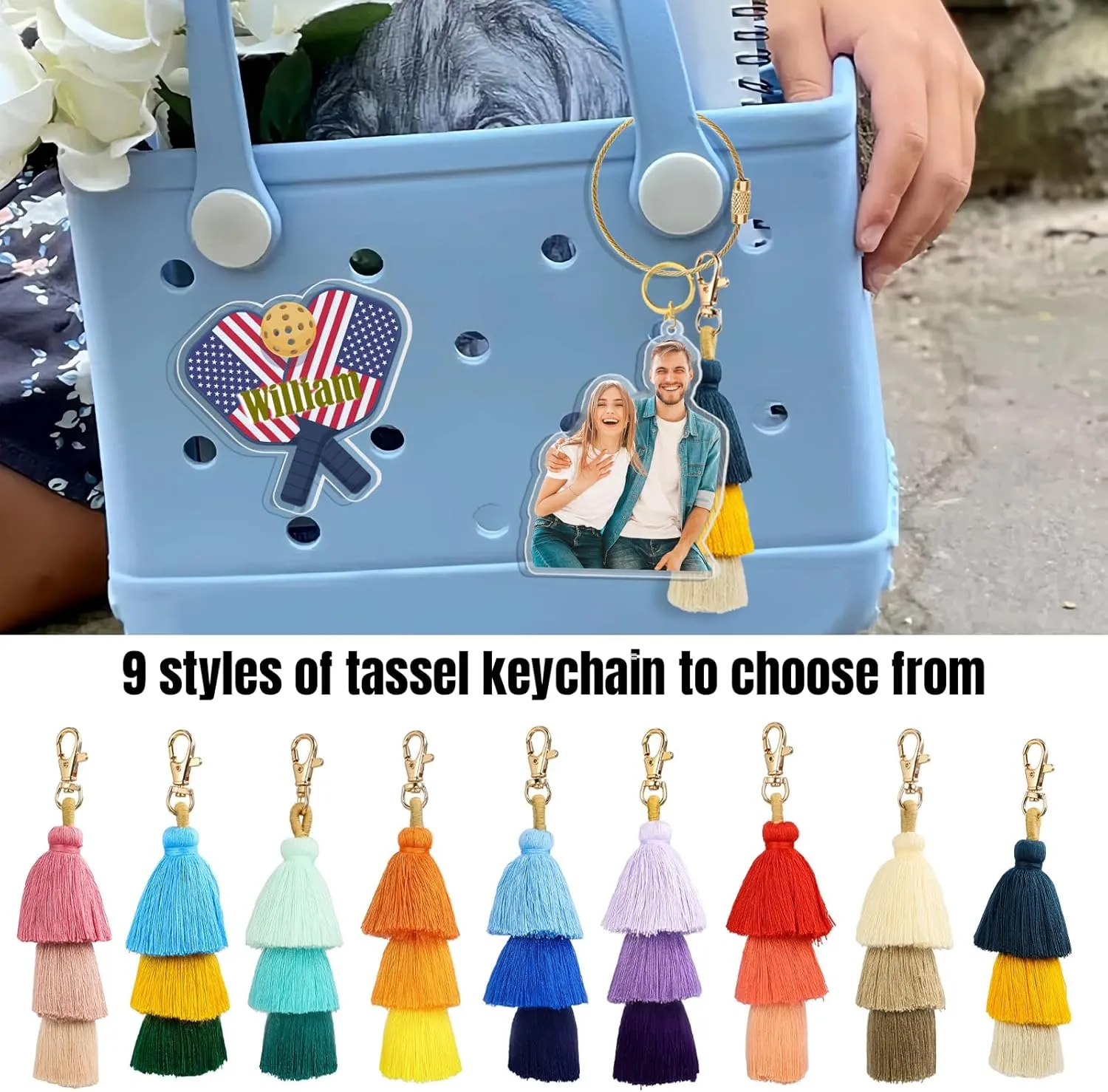 Ubjva Personalized Accessories Custom Name Keychain for Beach, Tote, Backpack, Diaper Bag
