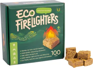 ULSTRAW-Eco Fire Starter for Indoor/Outdoor Fires, Fireplace, Grill - 100 Cubes