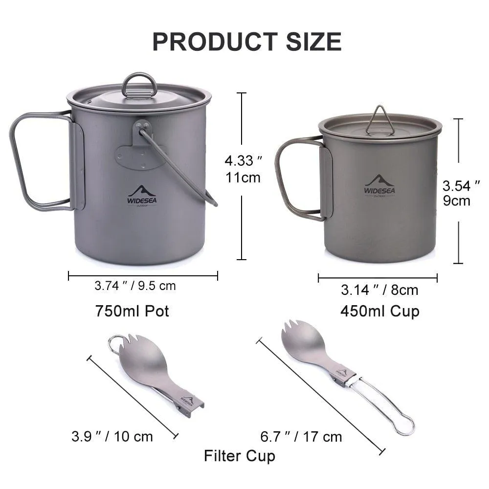 Ultra-light Titanium Camping Cookware Set