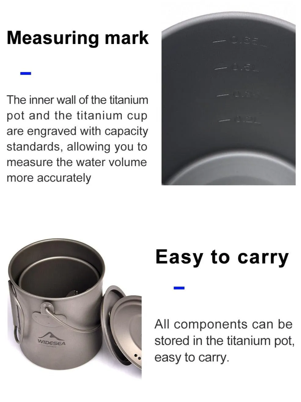 Ultra-light Titanium Camping Cookware Set
