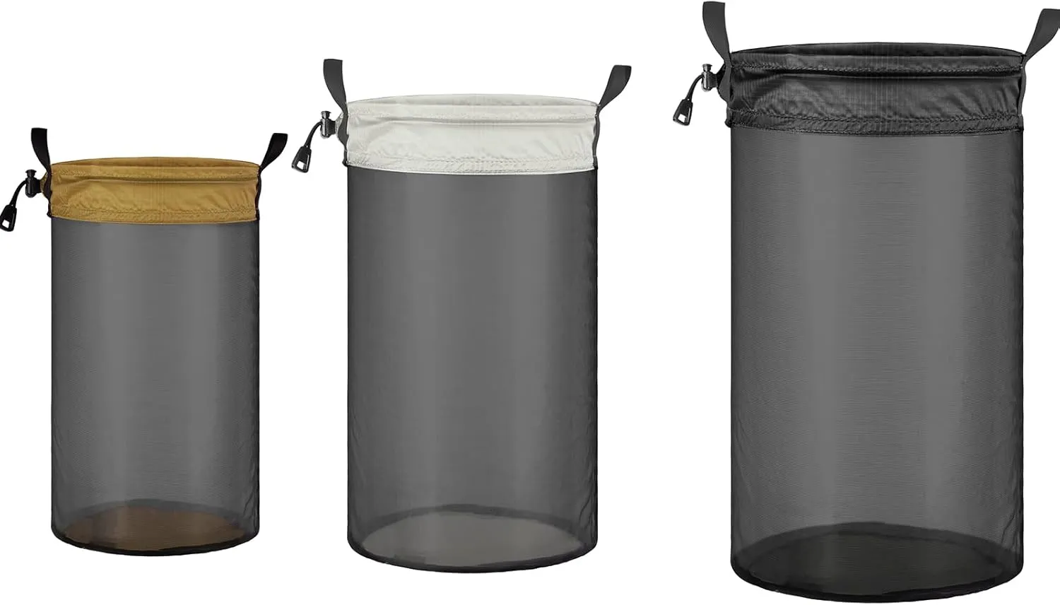 Ultra-Mesh Stuff Sack 3pcs Set, Lightweight Nylon Mesh Drawstring Storage Bag Set for Camping Travel Hiking Outdoor Sports Backpacking Sleeping Bag