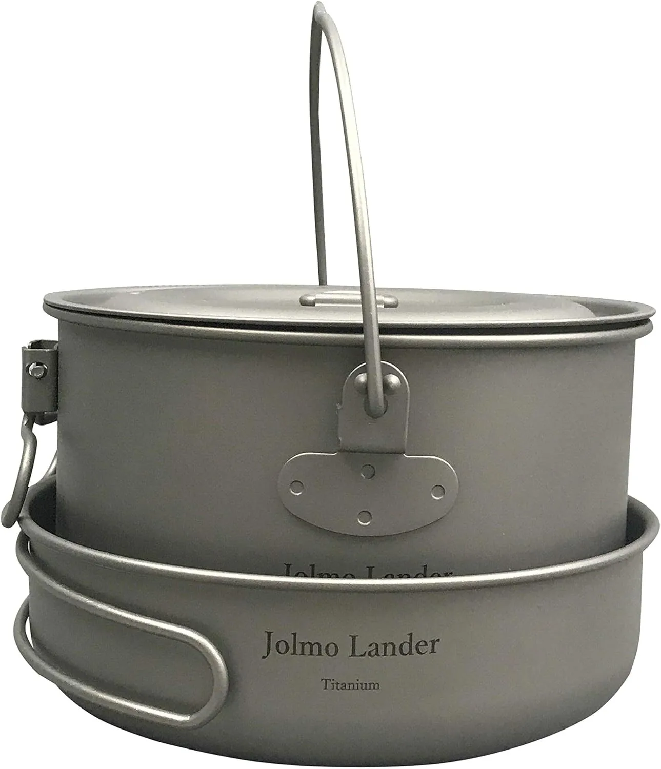Ultralight Backpacking Camping Pot and Frying Pan Set,Titanium Pot 1300ml with Bail Handle Titanium Frying Pan D150mm