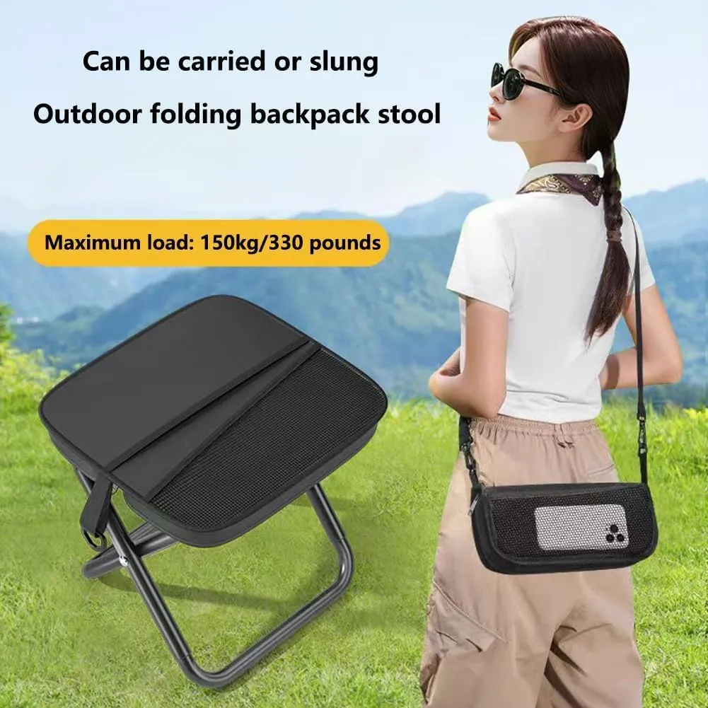 Ultralight Camp Stool - 265Lb Capacity Portable Folding Footrest for Camping, Hiking Backpacking - Compact Carry, Black/Khaki/Green (Green)
