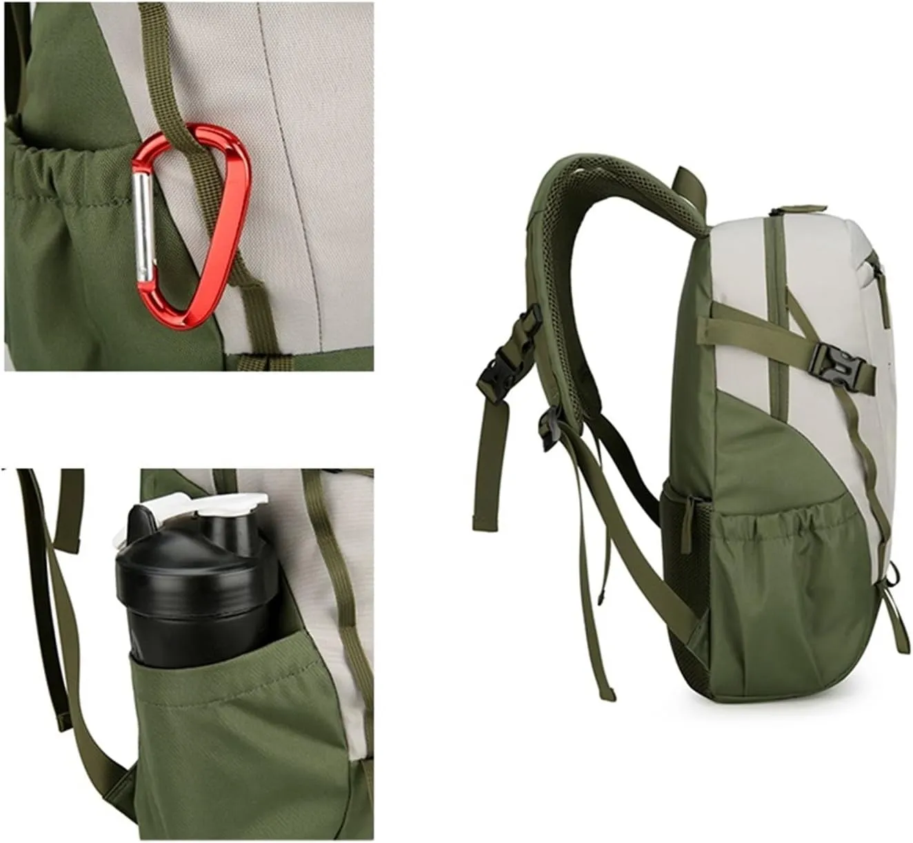 Ultralight Camping Backpack Outdoor Sports Bags Mountain Pocket Hiking Rucksack Daypack Traveling Cotton Canvas Bag(Army green)